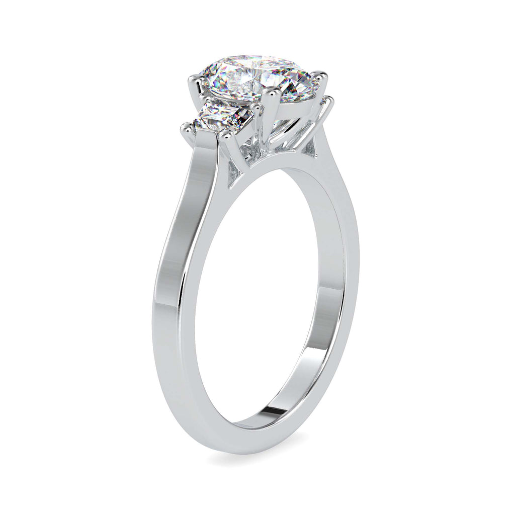 Moissanite solitaire Trinity silver engagement ring for women