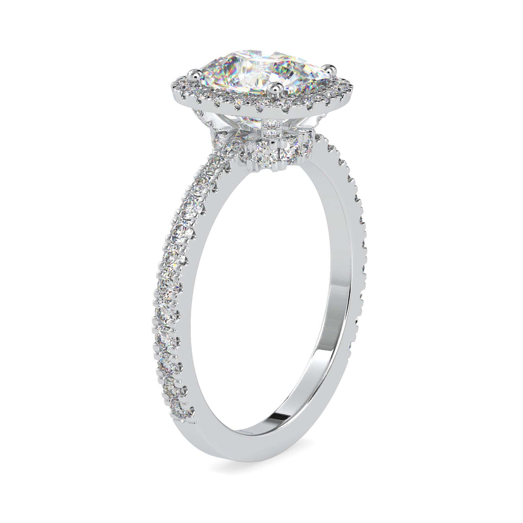 Moissanite solitaire Volt silver engagement ring for women