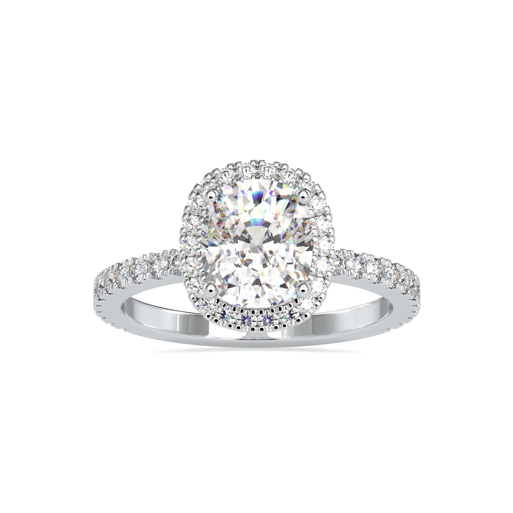 Moissanite solitaire Volt silver engagement ring for women