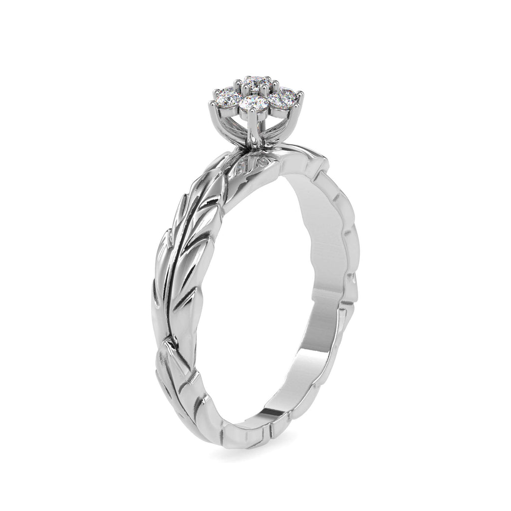 Moissanite solitaire Leaf silver ring for women