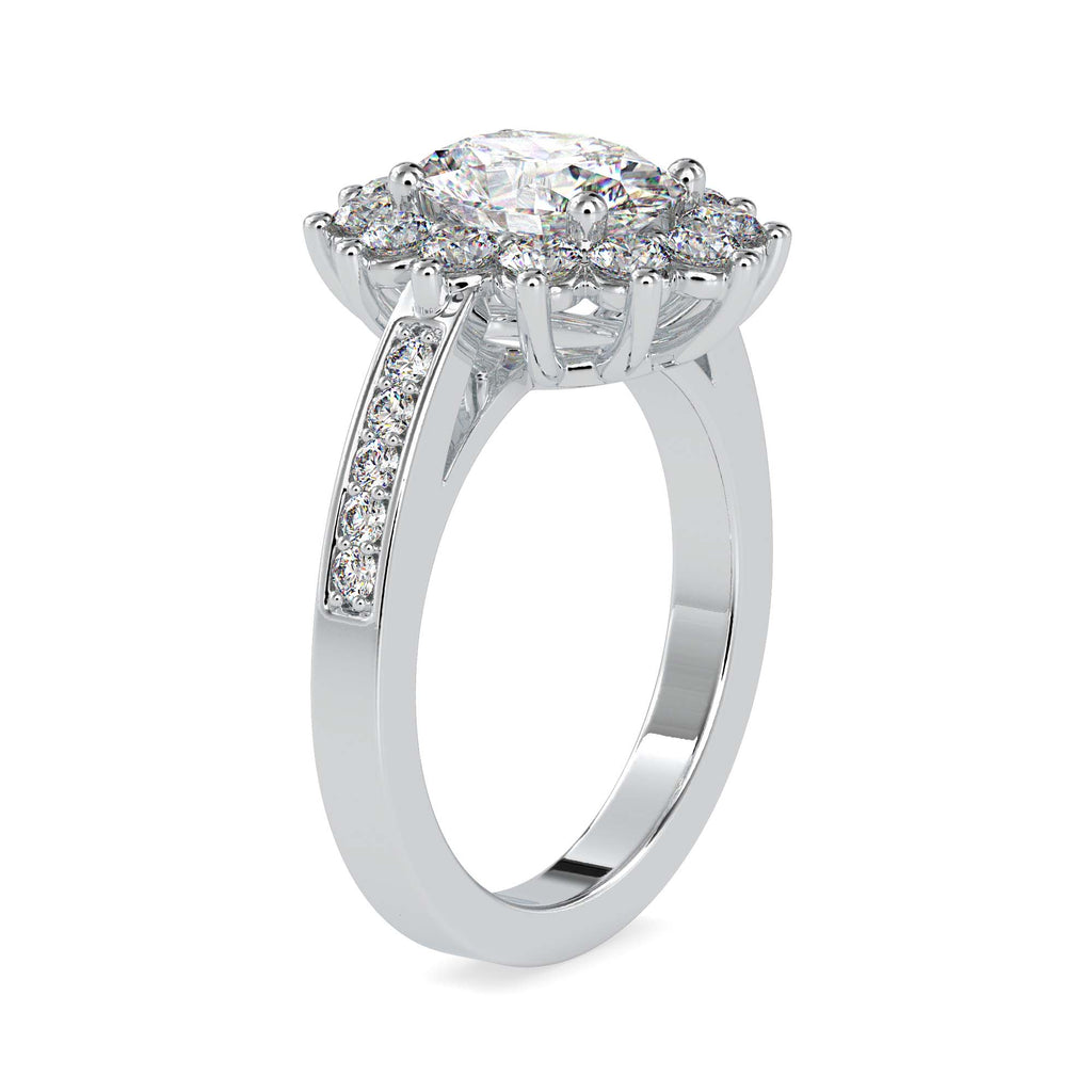 Moissanite solitaire Orchid silver ring for women