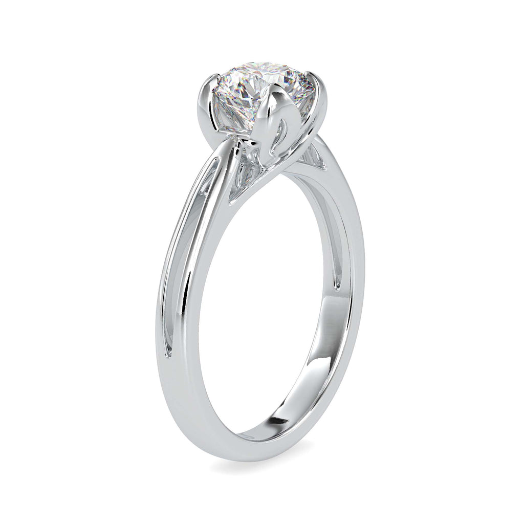 Moissanite solitaire Gladiolus silver ring for wife