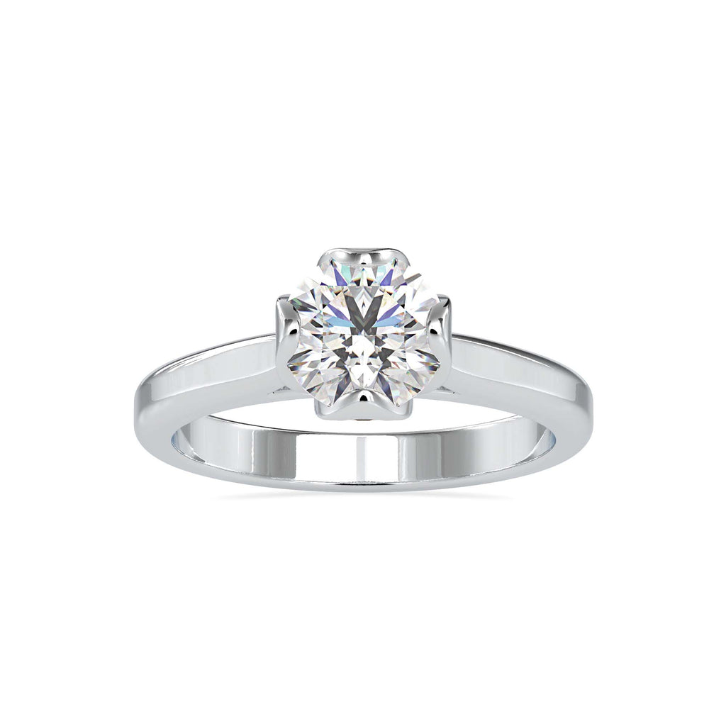 Moissanite solitaire Abby silver engagement ring for women