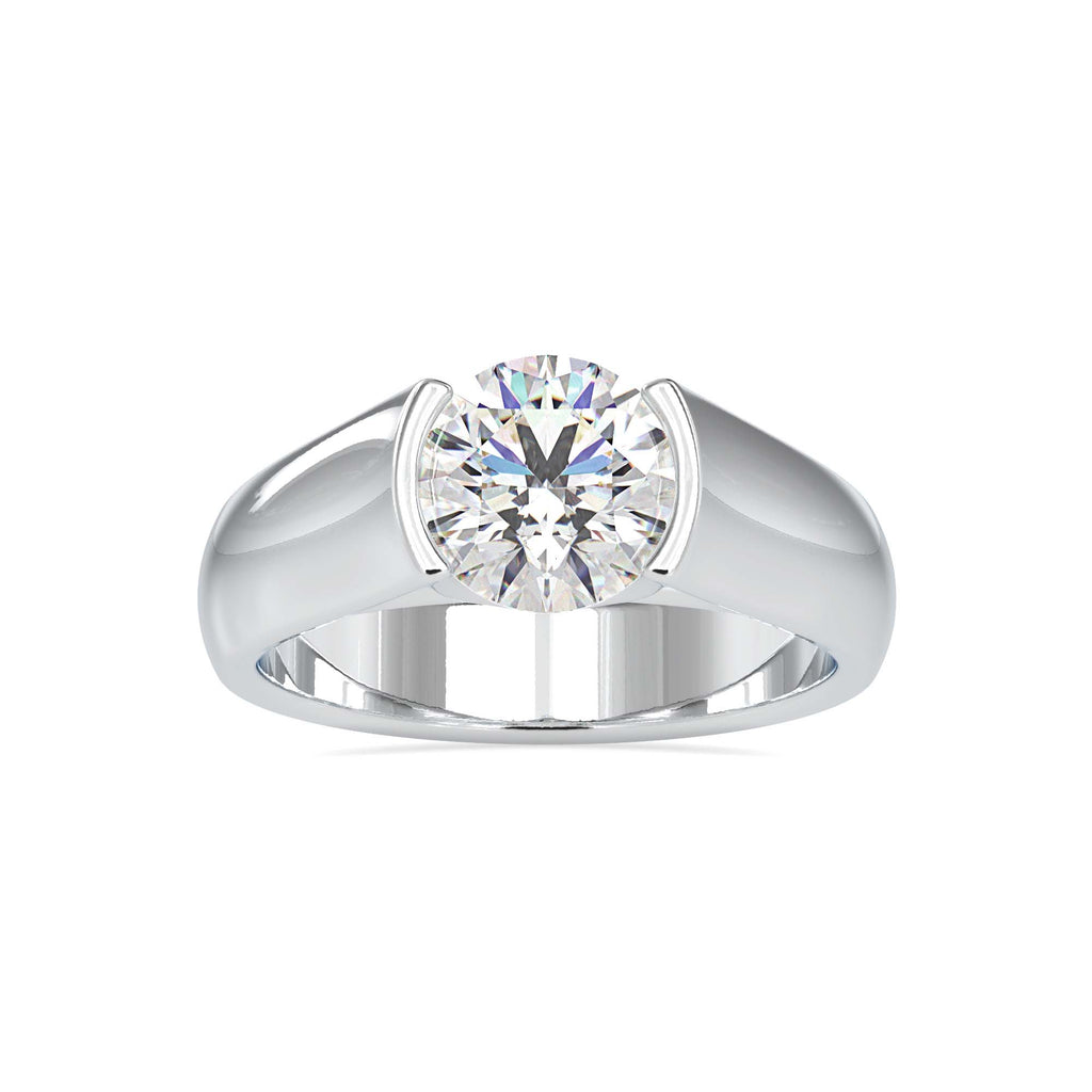 Moissanite solitaire Frosted silver engagement ring for women