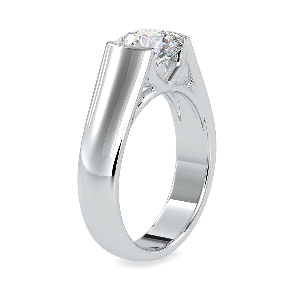 Moissanite solitaire Frosted silver engagement ring for women