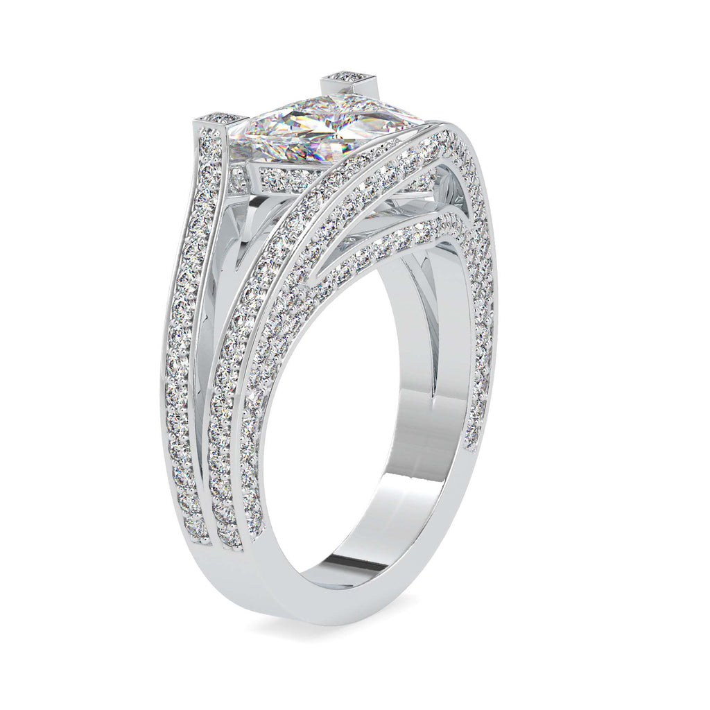 Moissanite solitaire Sabers silver ring for women