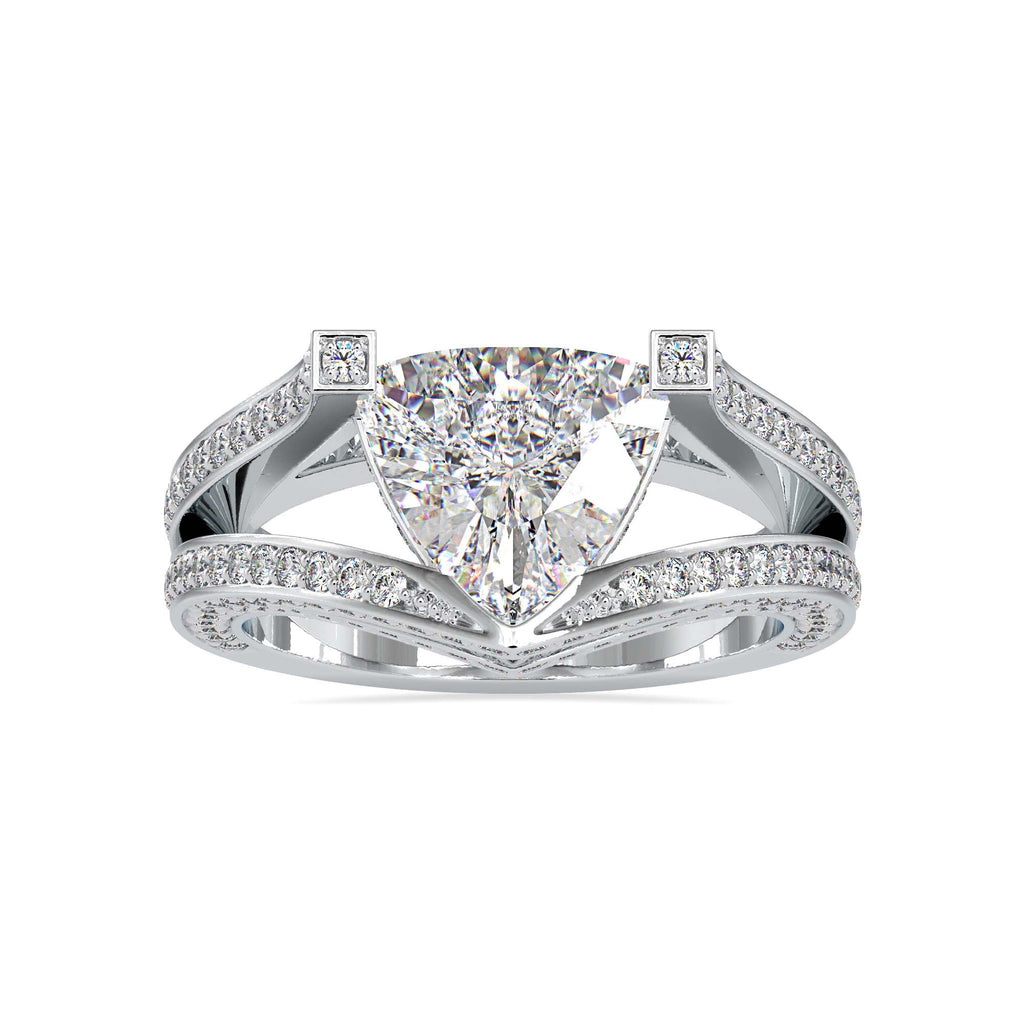 Moissanite solitaire Sabers silver ring for women