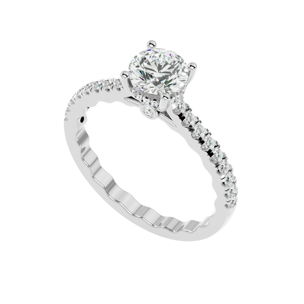 Moissanite solitaire Sencilla silver engagement ring for women
