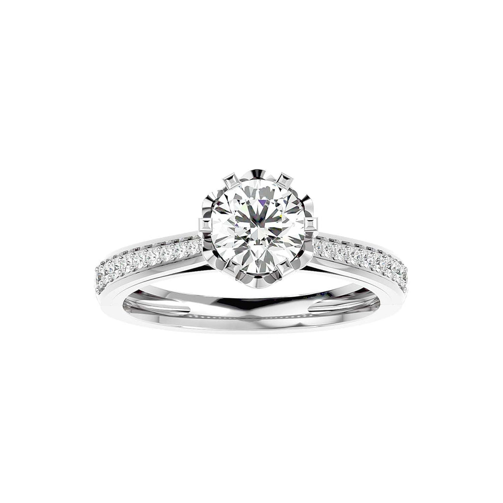 Moissanite solitaire Lamour silver engagement ring for women