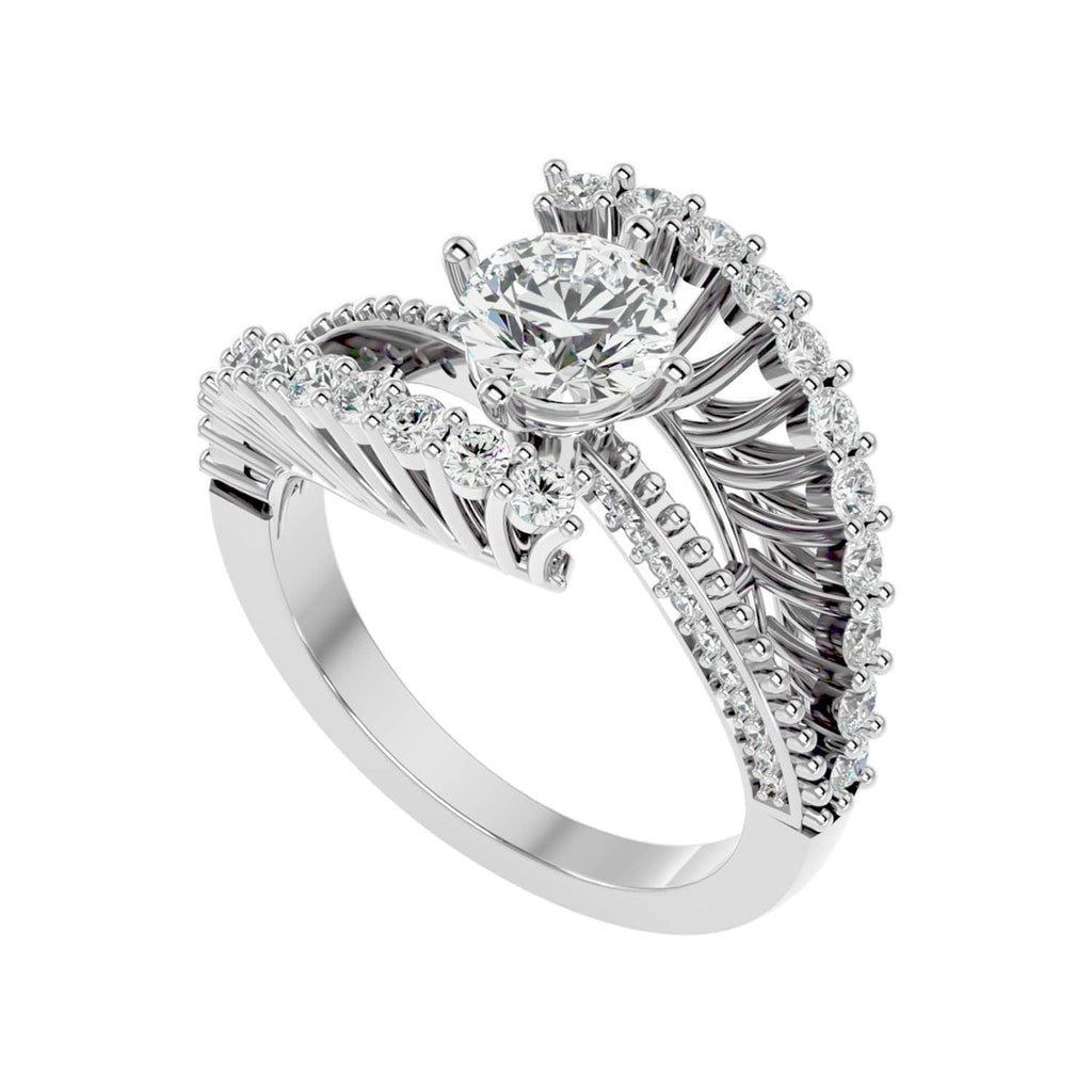 Moissanite solitaire Occhio silver engagement ring for women