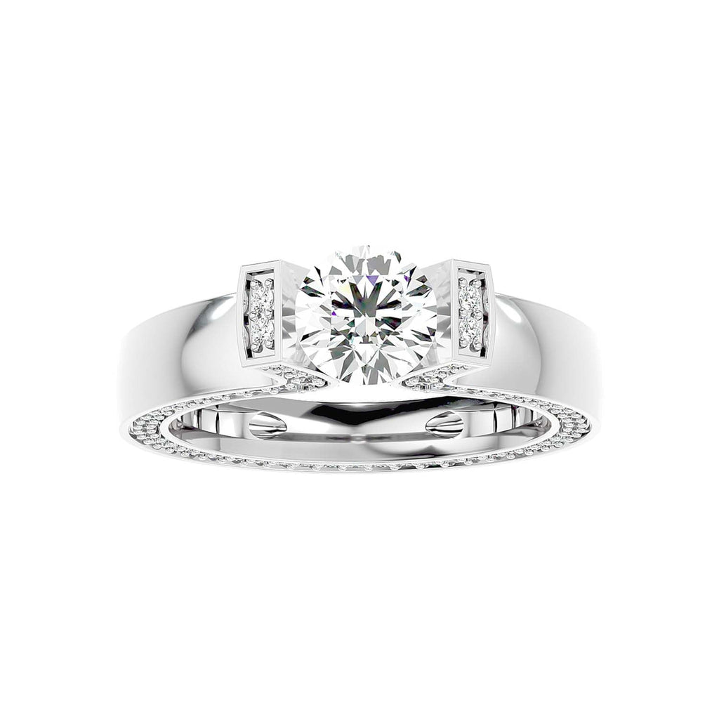 Moissanite solitaire Tensing silver engagement ring for women