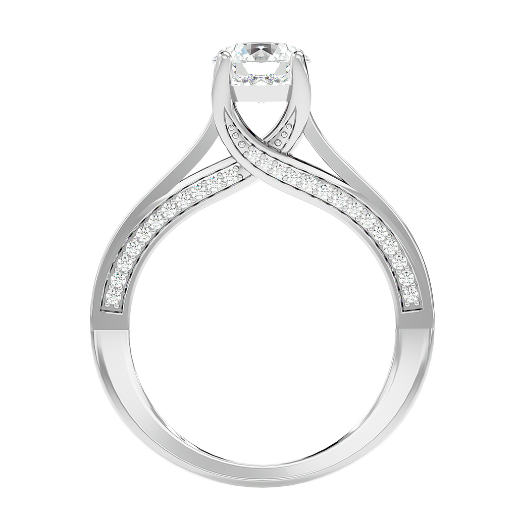 Moissanite solitaire Radiating silver ring for women