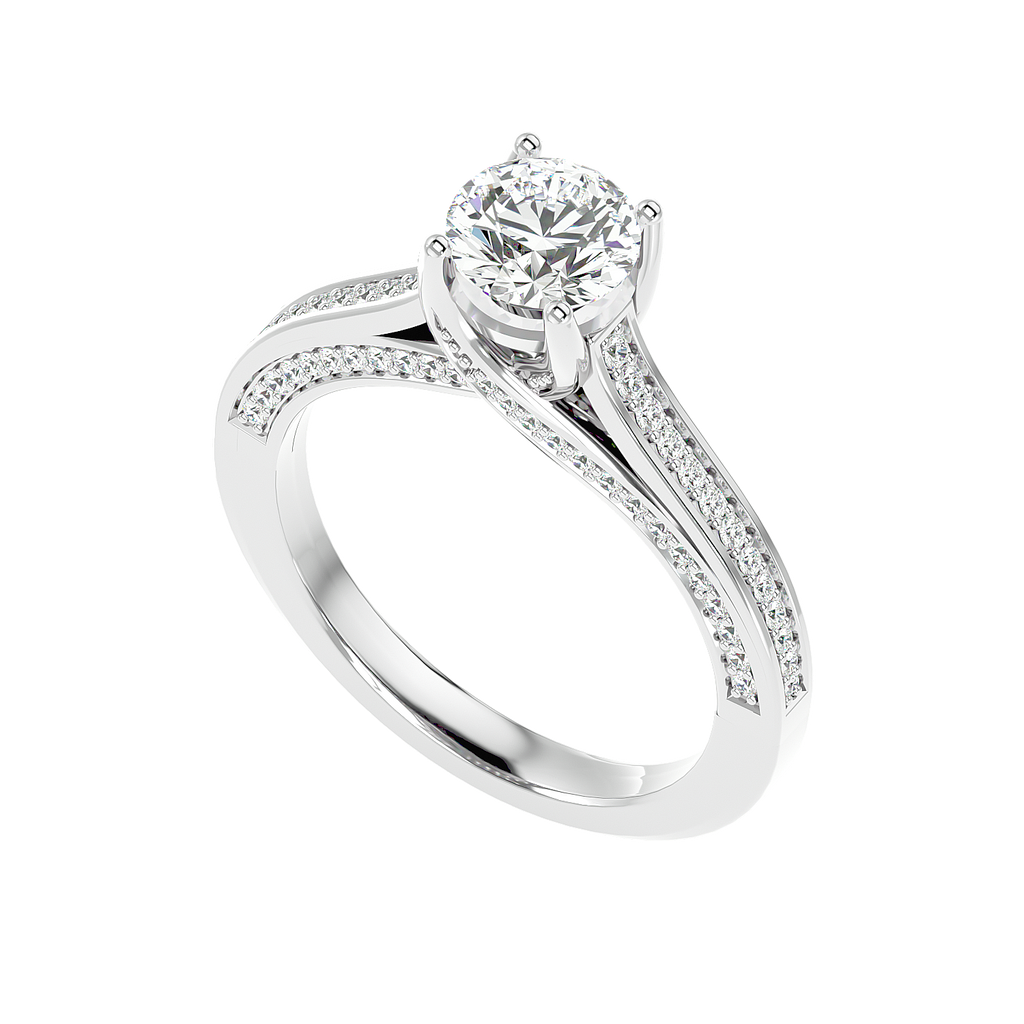 Moissanite solitaire Radiating silver ring for women