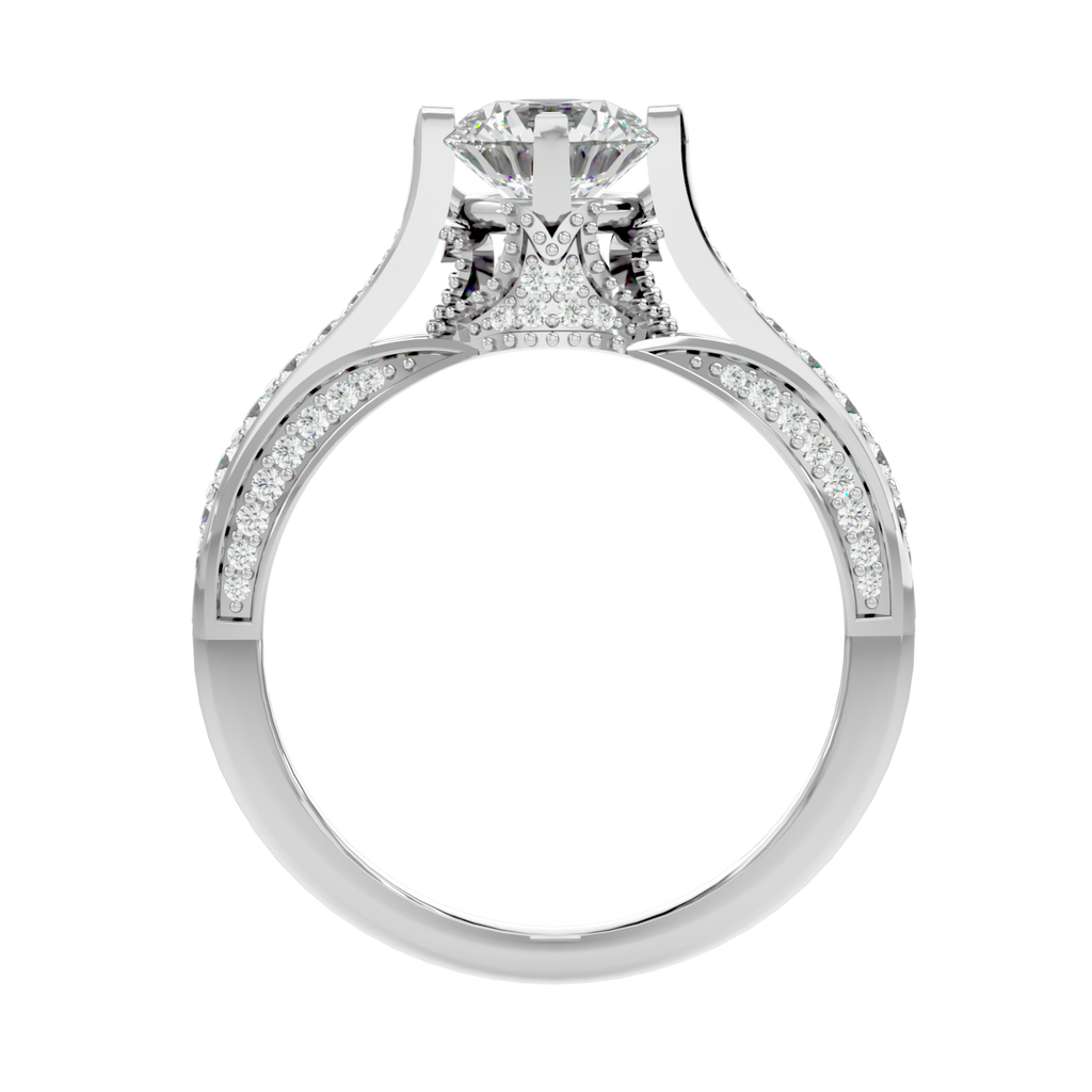 Moissanite solitaire Skewi silver ring for women