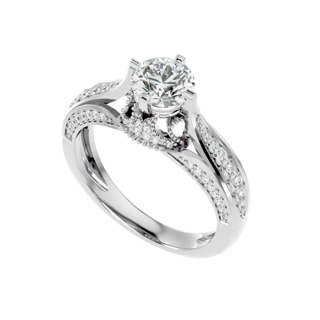 Moissanite solitaire Skewi silver ring for women