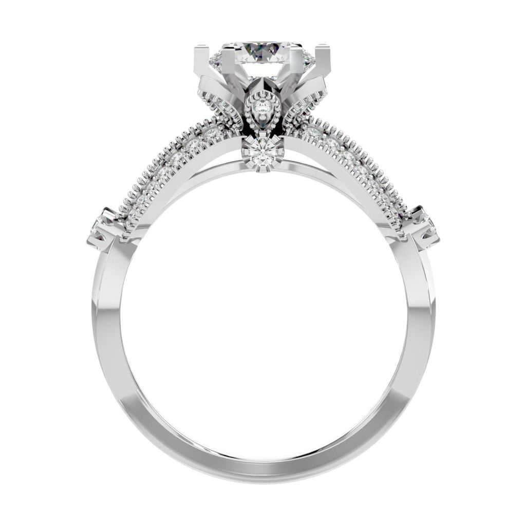 Moissanite solitaire Ruban silver ring for women
