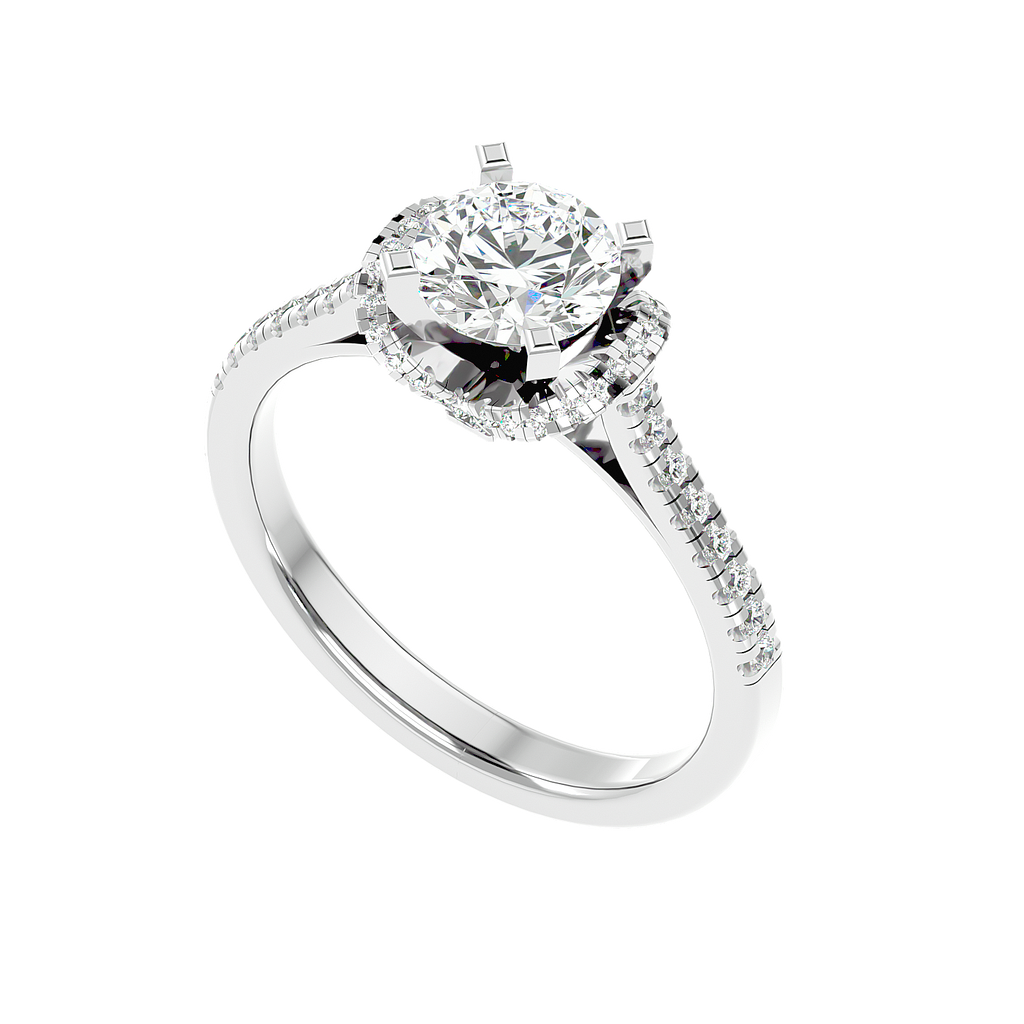 Moissanite solitaire Crest silver ring for wife