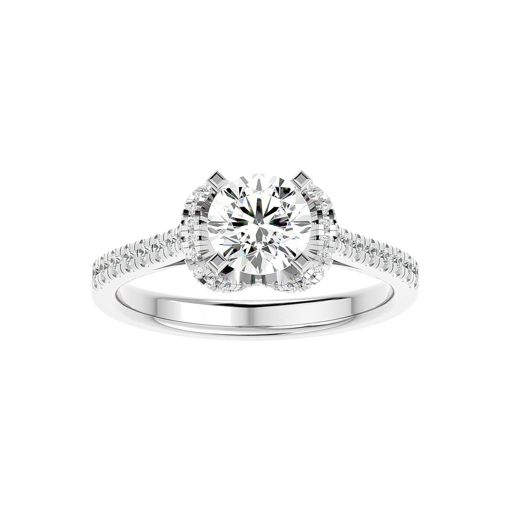 Moissanite solitaire Crest silver ring for wife