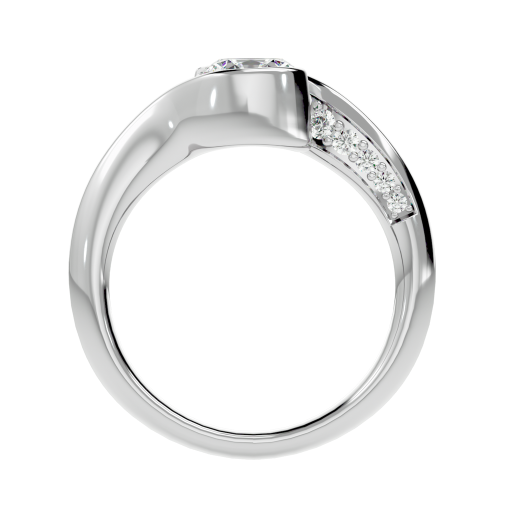 Moissanite solitaire Golvend silver ring for women
