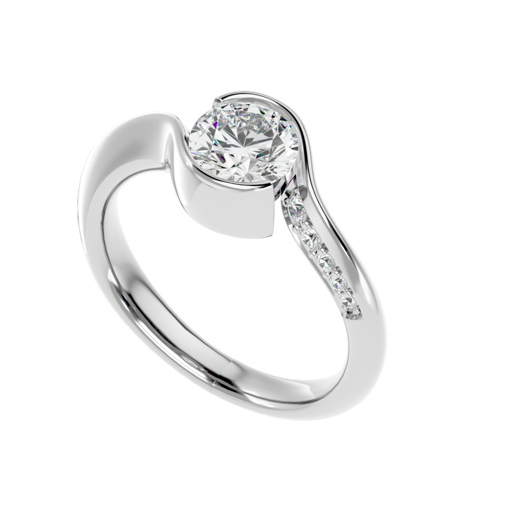 Moissanite solitaire Golvend silver ring for women