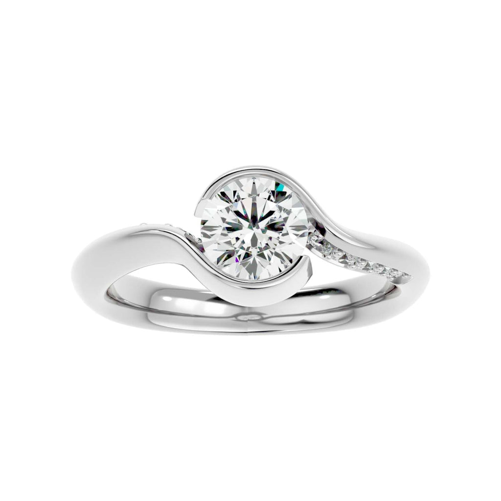Moissanite solitaire Golvend silver ring for women