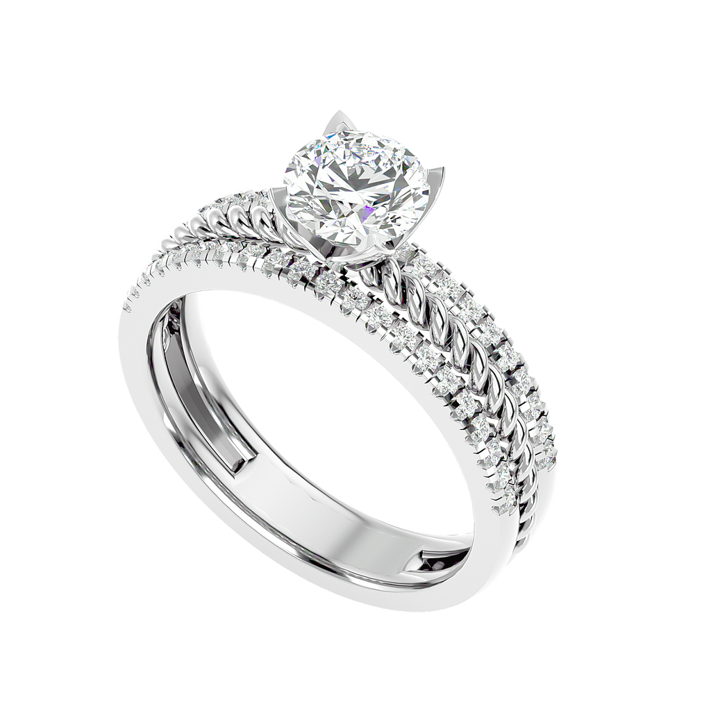 Moissanite solitaire Reb silver ring for women