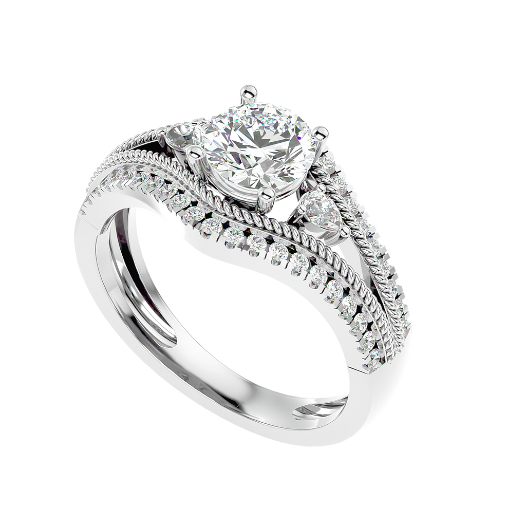 Moissanite solitaire Auge silver engagement ring for women