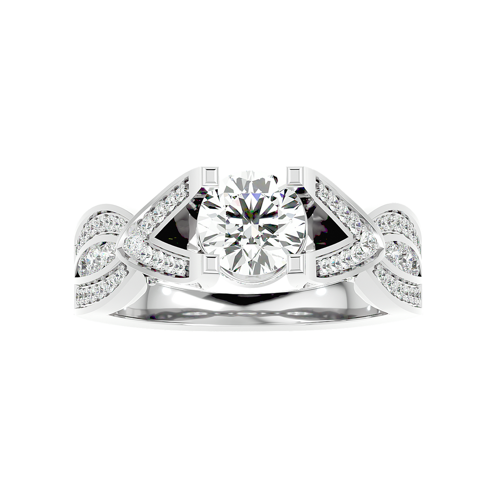 Moissanite solitaire Kneeler silver ring for women