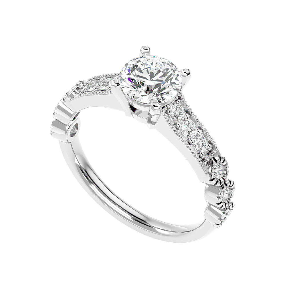 Moissanite solitaire Ziam silver engagement ring for women