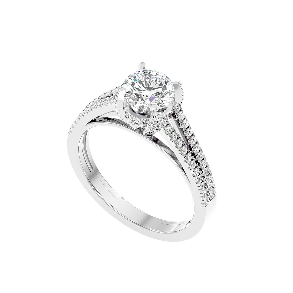 Moissanite solitaire Oziv silver engagement ring for women