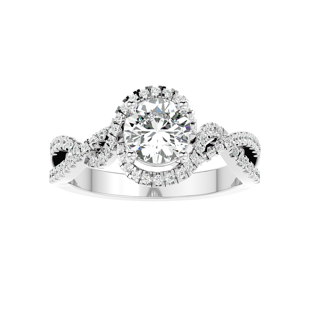 Moissanite solitaire Twirl silver ring for women