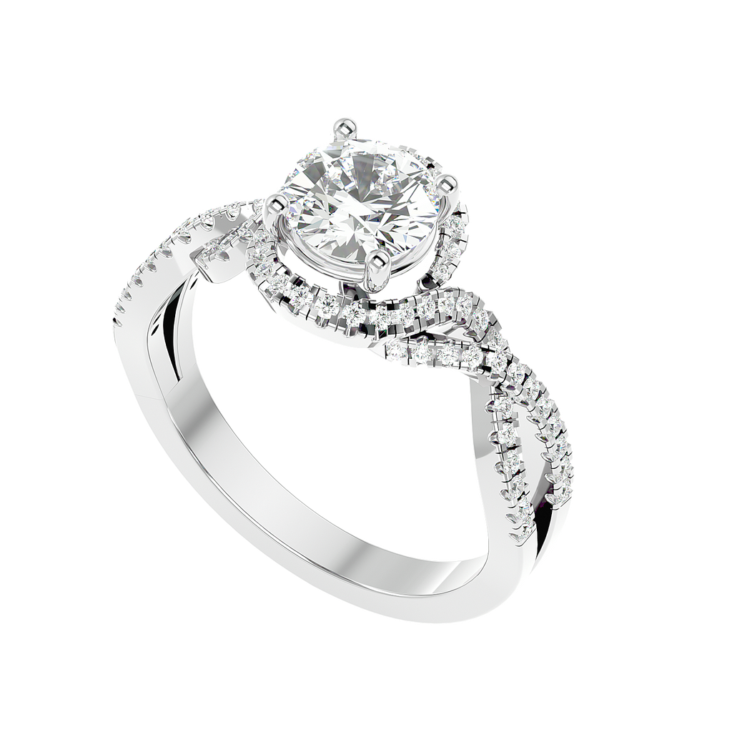 Moissanite solitaire Twirl silver ring for women