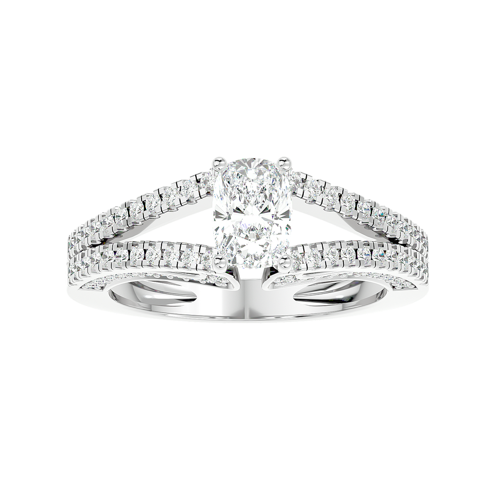 Moissanite solitaire Pretiosa silver engagement ring for women