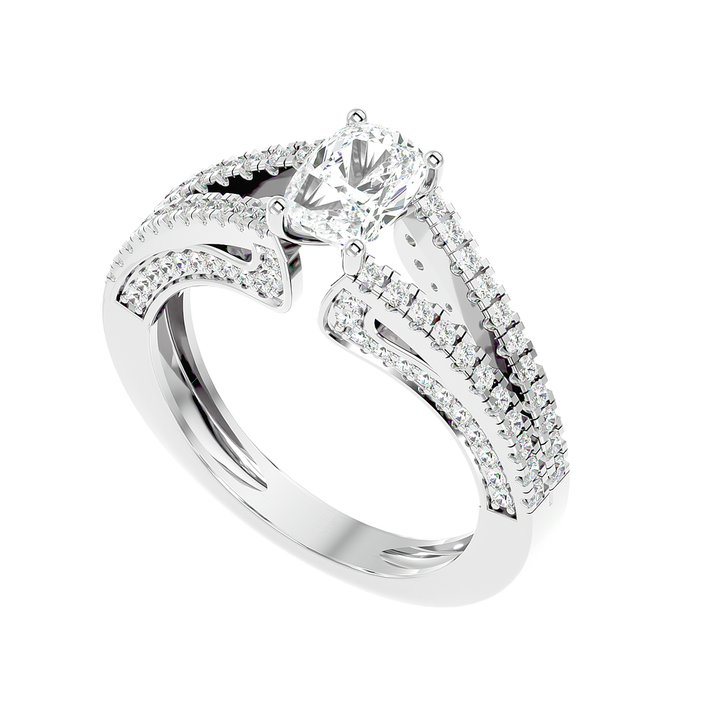 Moissanite solitaire Pretiosa silver engagement ring for women