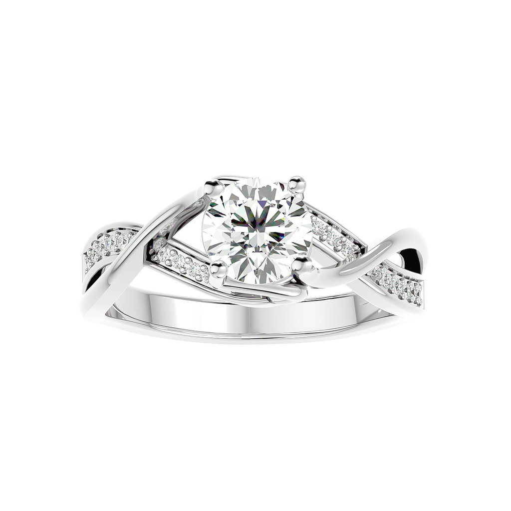 Moissanite solitaire Interwoven silver engagement ring for women