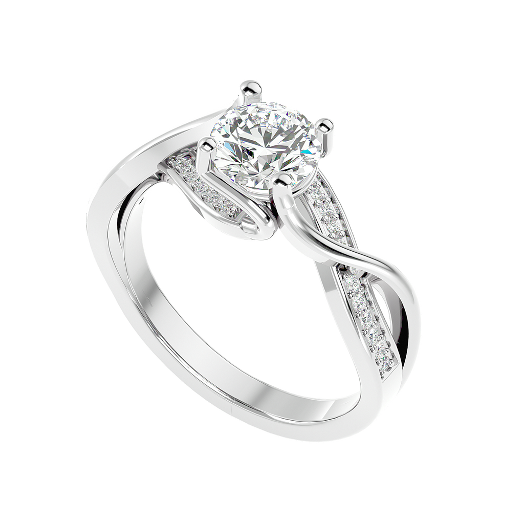 Moissanite solitaire Interwoven silver engagement ring for women