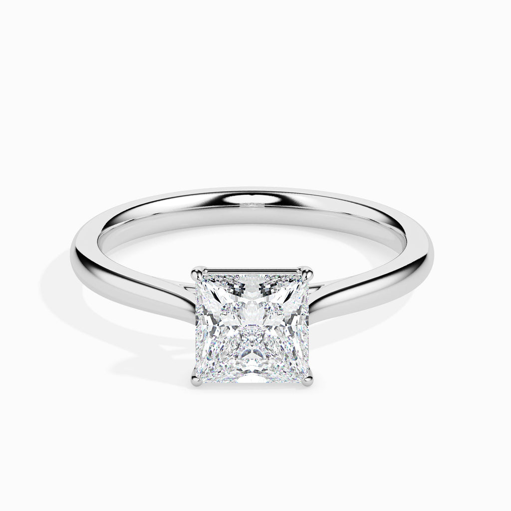 Moissanite solitaire Garima silver engagement ring for women