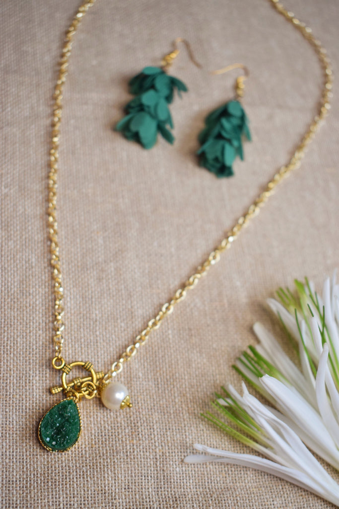 Cutiefy, pendant necklace, fabric earrings
