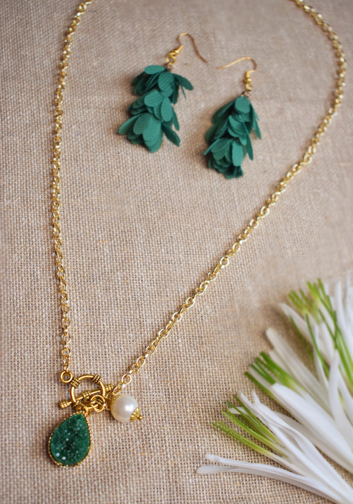 Cutiefy, pendant necklace, fabric earrings