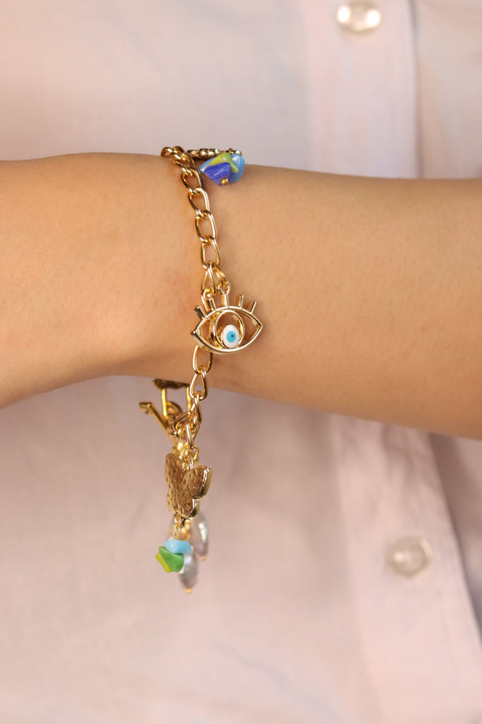 Cutiefy, charm bracelet, evil eye bracelet