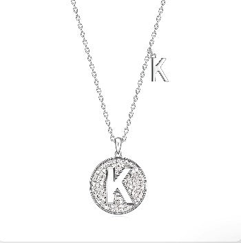 K letter silver moissanite cute pendant
