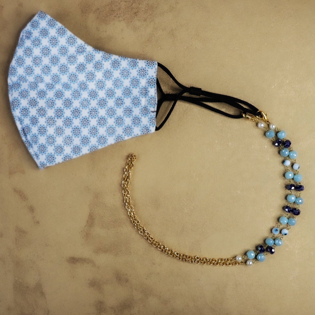 Cutiefy, blue mask chain, beads mask chain