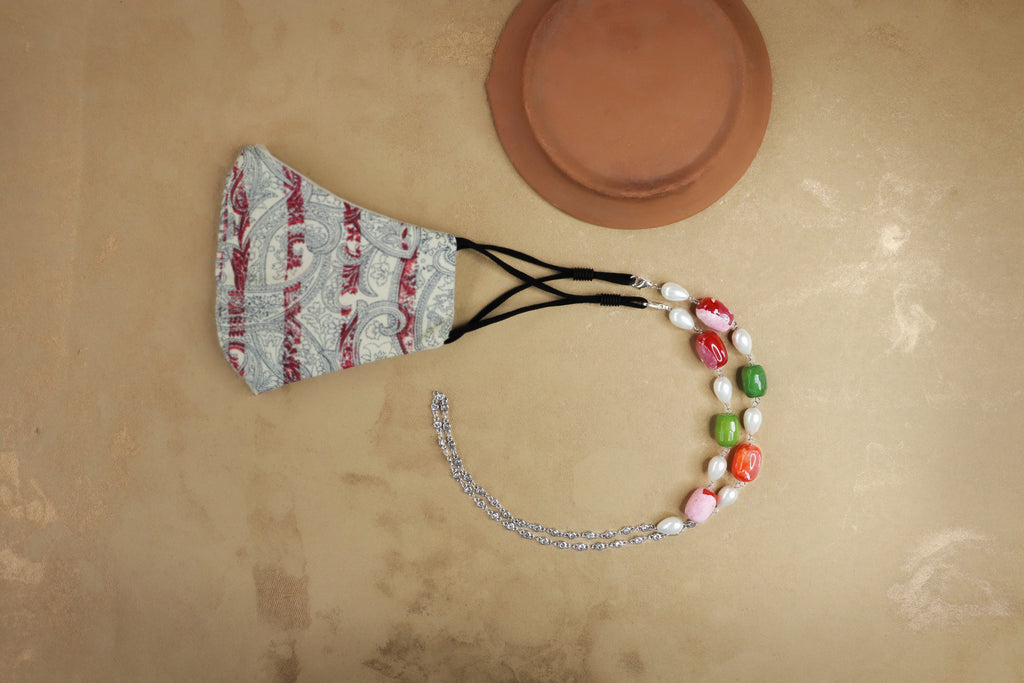 Cutiefy, colour stone mask chain, beads mask chain
