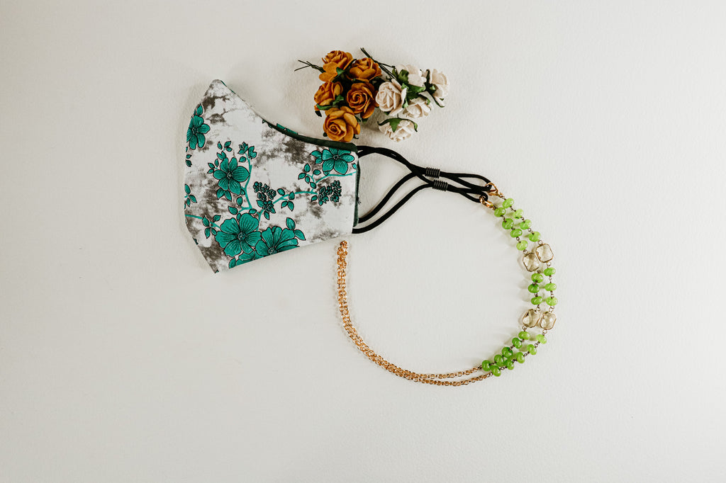 Cutiefy, green mask chain, green beads mask chain