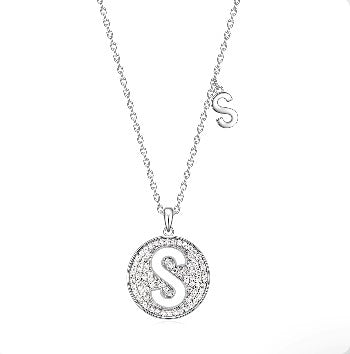 S letter silver moissanite pendant for girlfriend