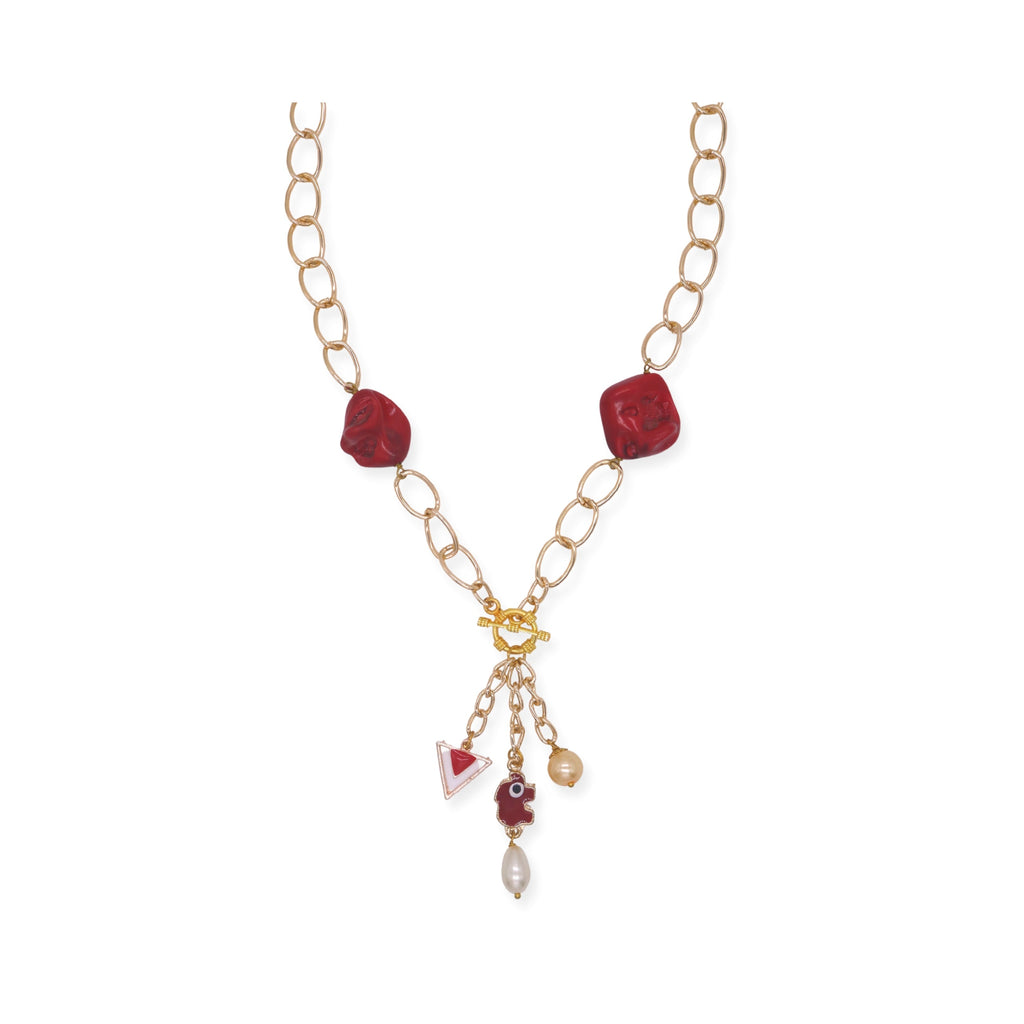 Cutiefy,pendant necklace,semi precious stone,charms,gold plated