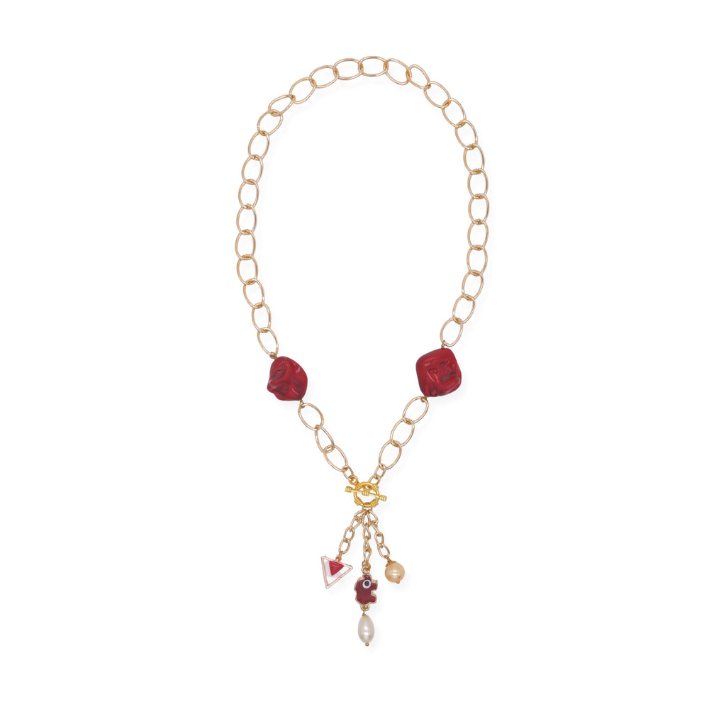 Cutiefy,pendant necklace,semi precious stone,charms,gold plated