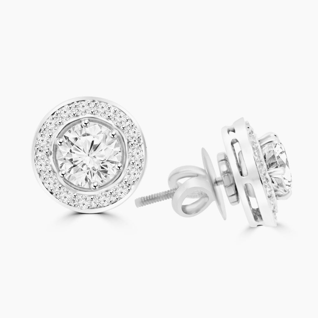 1.20ct Round Moissanite Halo Earrings for women by Cutiefy