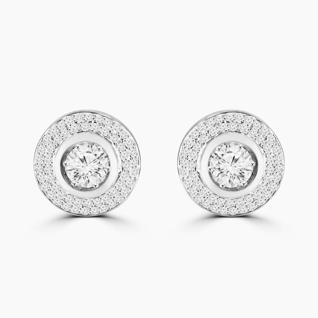1.13ct Round Moissanite Halo Earrings for women by Cutiefy
